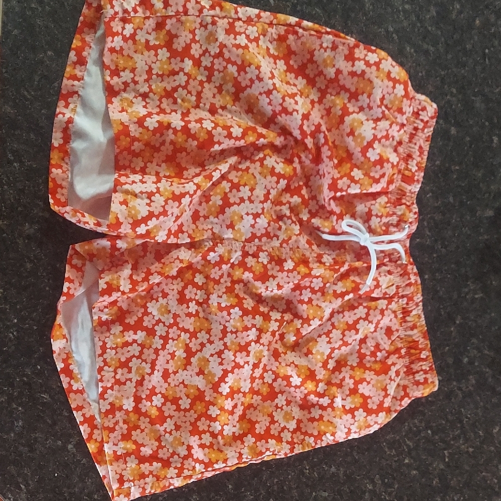 Floral Swim Shorts with Drawstring